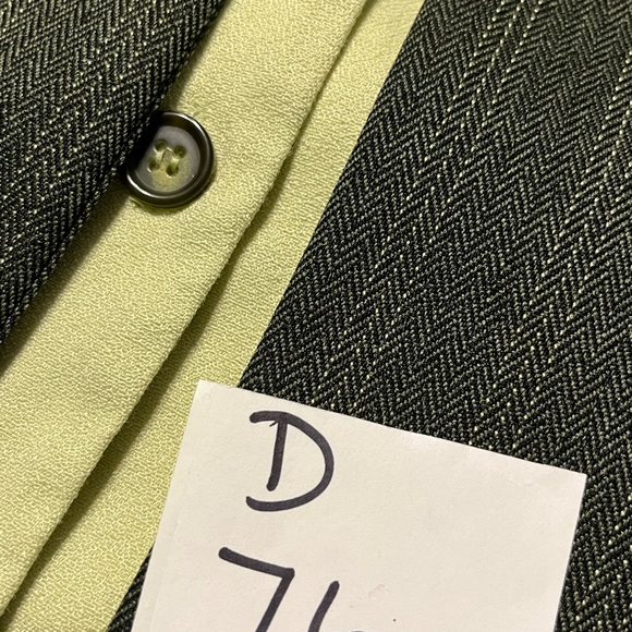 Miss Darby Blouse 10P Green Stripes Buttons Shoulder Pads - Picture 7 of 13